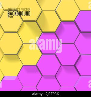 Abstract mosaic background with colorful connected 3d hexagons in geometric style vector illustration Stock Vector
