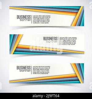 Business digital infographic horizontal banners with colorful lines and text isolated vector illustration Stock Vector