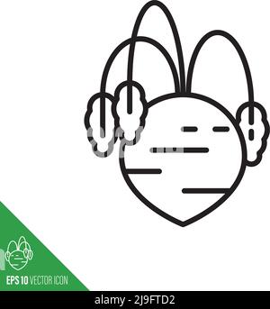 Beetroot root with leaves vegetable icon, outline style vector illustration Stock Vector