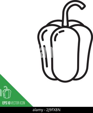 Bell pepper vegetable icon, outline wstyle vector illustration Stock Vector