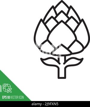 Artichoke bud vegetable icon, outline vector illustration Stock Vector