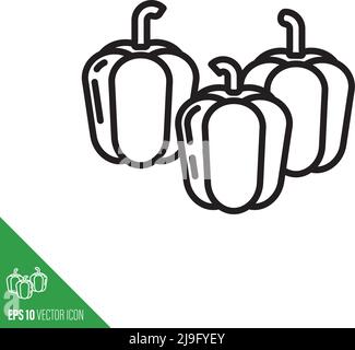 Three bell peppers icon outline style vector illustration Stock Vector