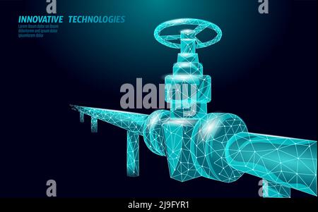 Petroleum gas pipeline low poly business concept. Finance economy polygonal petrochemical production plant. Valve propane pipeline. Ecology solution Stock Vector
