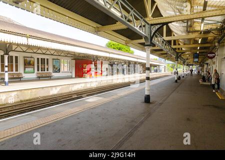 Platform 2, Winchester train station, Hampshire, England, United Kingdom. Stock Photo