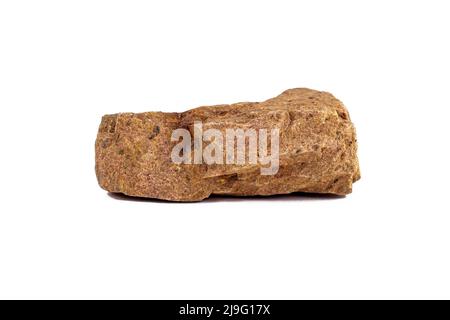 Natural brown mineral rock stone isolated on white background close up. Stock Photo