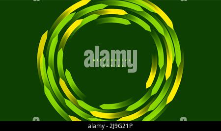 Abstract background with green and yellow arrows rotating in circle and creation texture Stock Vector
