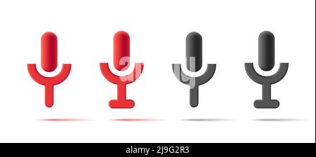 Mic digital icons set, retro looking microphone, voice recognition UI Stock Vector