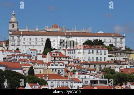 Monastery of São Vicente de Fora, stands high above the Alfama district rooftops, Lisbon Stock Photo