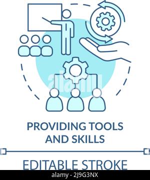 Providing tools and skills turquoise concept icon Stock Vector