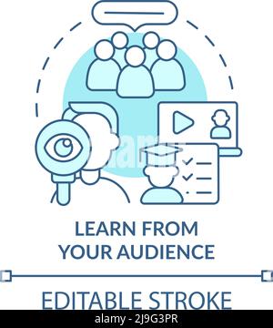Learn from your audience turquoise concept icon Stock Vector