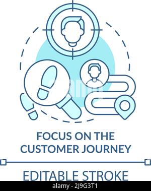 Focus on the customer journey turquoise concept icon Stock Vector
