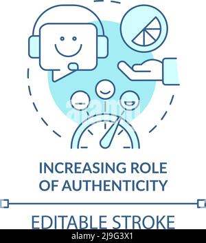 Increasing role of authenticity turquoise concept icon Stock Vector