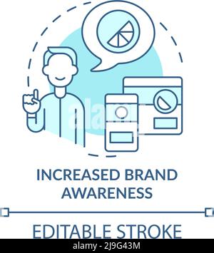 Increased brand awareness turquoise concept icon Stock Vector