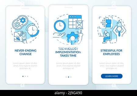 Digital transformation cons blue onboarding mobile app screen Stock Vector