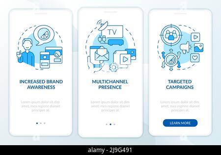 Digital transformation pros blue onboarding mobile app screen Stock Vector