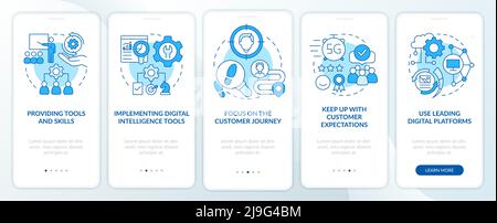 Digital first strategy blue onboarding mobile app screen Stock Vector