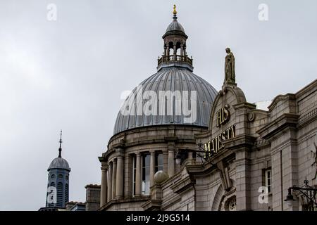 A granite building of His Majesty's Theatre along Rosemount Viaduct near Union Terrace Gardens in Aberdeen, Scotland Stock Photo
