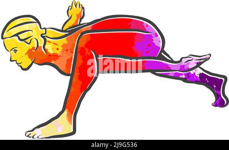 Pristhasana  Yoga Colorful Logo. Vector illustration made by hand. Perfect for website marketing and prints. Stock Vector