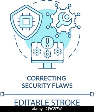 Correcting security flaws turquoise concept icon Stock Vector
