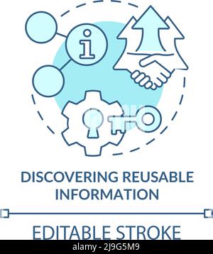 Discovering reusable information turquoise concept icon Stock Vector