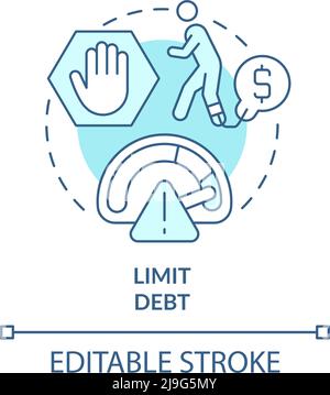 Limit debt turquoise concept icon Stock Vector
