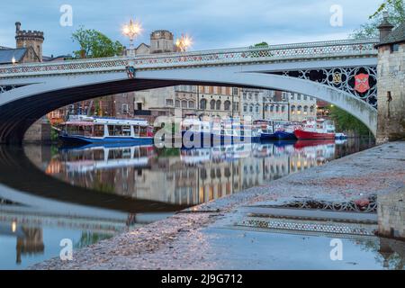 Evening at Lendal bridge over river Ouse, York, England. Stock Photo