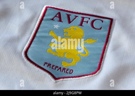 Aston Villa Crest (emblem) pictured on a football shirt Stock Photo