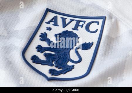 Aston Villa Crest (emblem) pictured on a football shirt Stock Photo