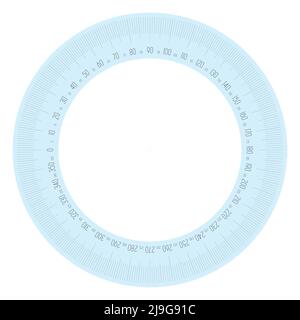 Full 360 degrees protractor measuring instrument Stock Vector
