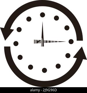 Rotating arrow and clock icons. Editable vector. Stock Vector