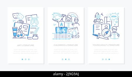 Art and literature - line design style banners set Stock Vector