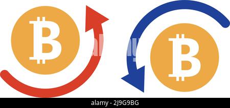 Arrow icons on Bitcoin's rise and fall. Vector.You can show the rise and fall. Editable vector. Stock Vector
