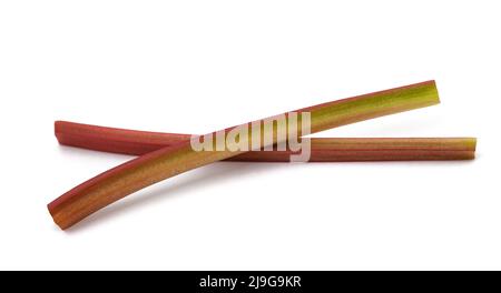 Fresh rhubarb stalks isolated on white background Stock Photo