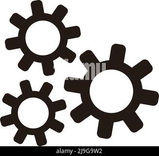 Three gear icons. A vector icon that can represent a mechanism or business model. Editable vector. Stock Vector