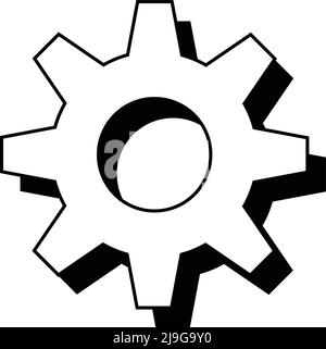 Silhouette icon of a gear in shadow. Editable vector. Stock Vector