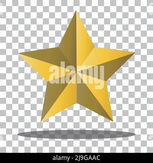 Shiny gold star icon. Vector illustration with shadow. Data with a transparent background. Editable vector. Stock Vector