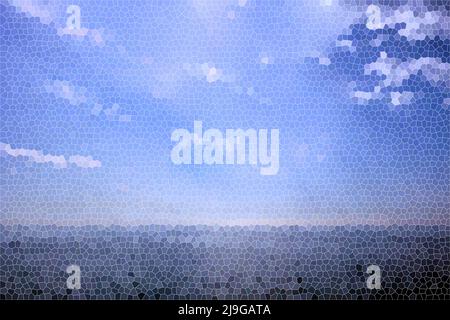 Abstract image with gradient in blue, composed in mosaic with small tiles. Stock Photo