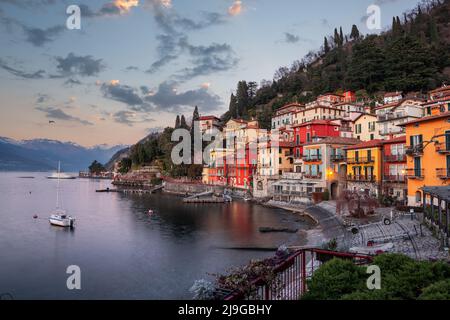Varenna, Italy on Lake Como at dusk. Stock Photo