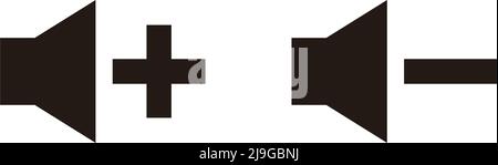 A button to turn up the volume and an icon to turn down the volume. Sound-related vectors. Editable vector. Stock Vector
