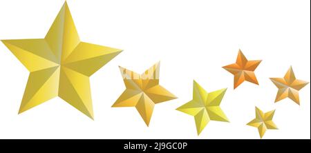 A group of illustrations of stars with a glossy finish. Editable vector. Stock Vector