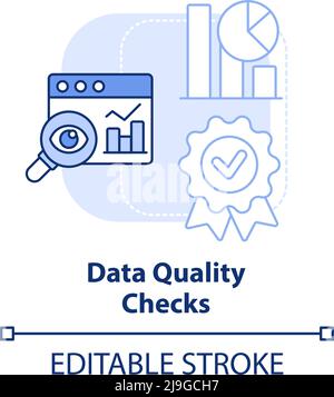 Data quality checks light blue concept icon Stock Vector