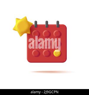 3d icon of re calendar with sun, seasonal illustration Stock Vector