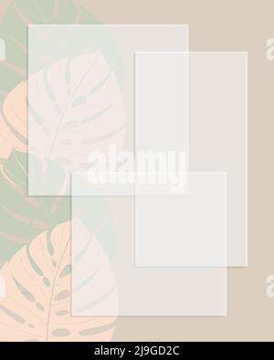 Blank template, sheet for notes reminders to-do list plans fantasies. Vintage scrapbooking, monstera leaf. Vector illustration Stock Vector