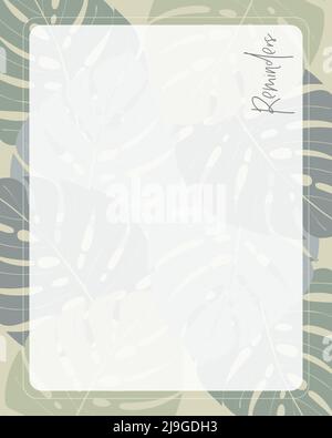 Reminder collage scrapbooking notes to do list planner, frame monstera. Vintage craft. Vector illustration Stock Vector