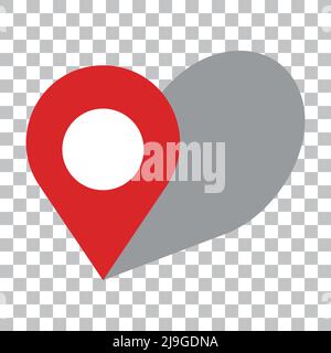 Map pins on shaded maps. An icon with a transparent background. Editable vector. Stock Vector