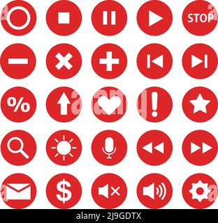 A set of red icons that can be used for various scenes. Vector illustration. Editable vector. Stock Vector