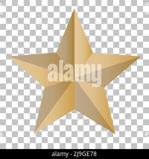 Shiny and realistic gold star icon. Vector with transparent background. Editable vector. Stock Vector