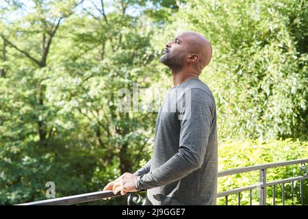 Man relaxing in open air Stock Photo