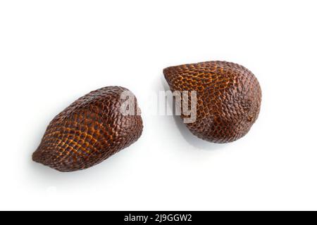 Salak or snake fruit isolated on white background. Side view, close up. Tropical, healthy food, summer, exotic. Stock Photo