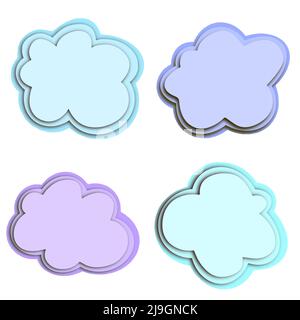 Set of clouds drawn in style Paper cut. Vector illustration of paper clouds. Stock Vector